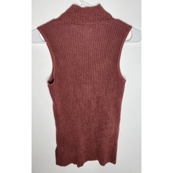 Moth Sweater Womens XS Pink Ribbed Mock Neck Sleeveless Pullover Tank Top Soft - Picture 4 of 7